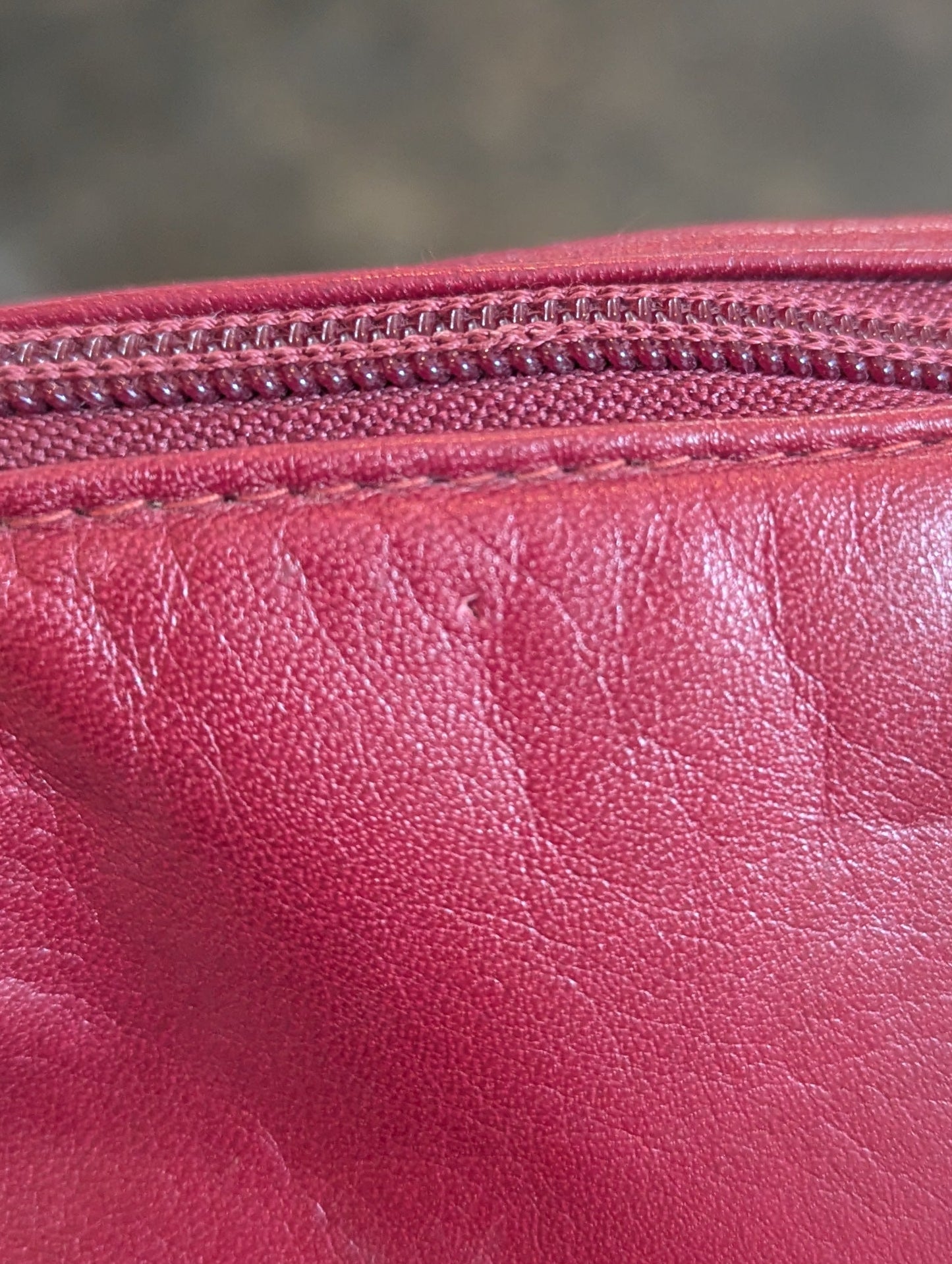 Vintage Garnet Leather Crossbody Bag