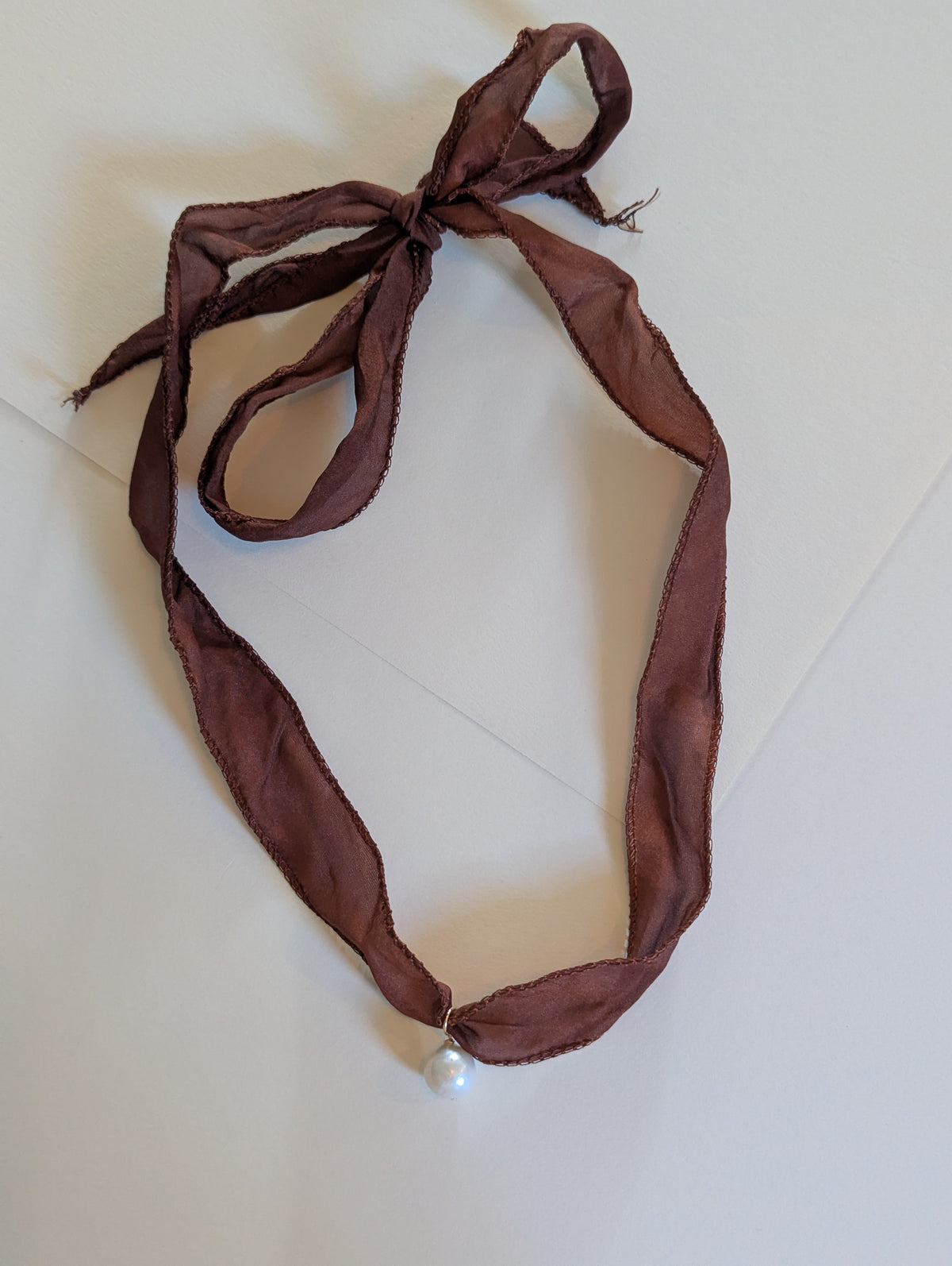 Pearl and Silk Ribbon Necklace by giantlion