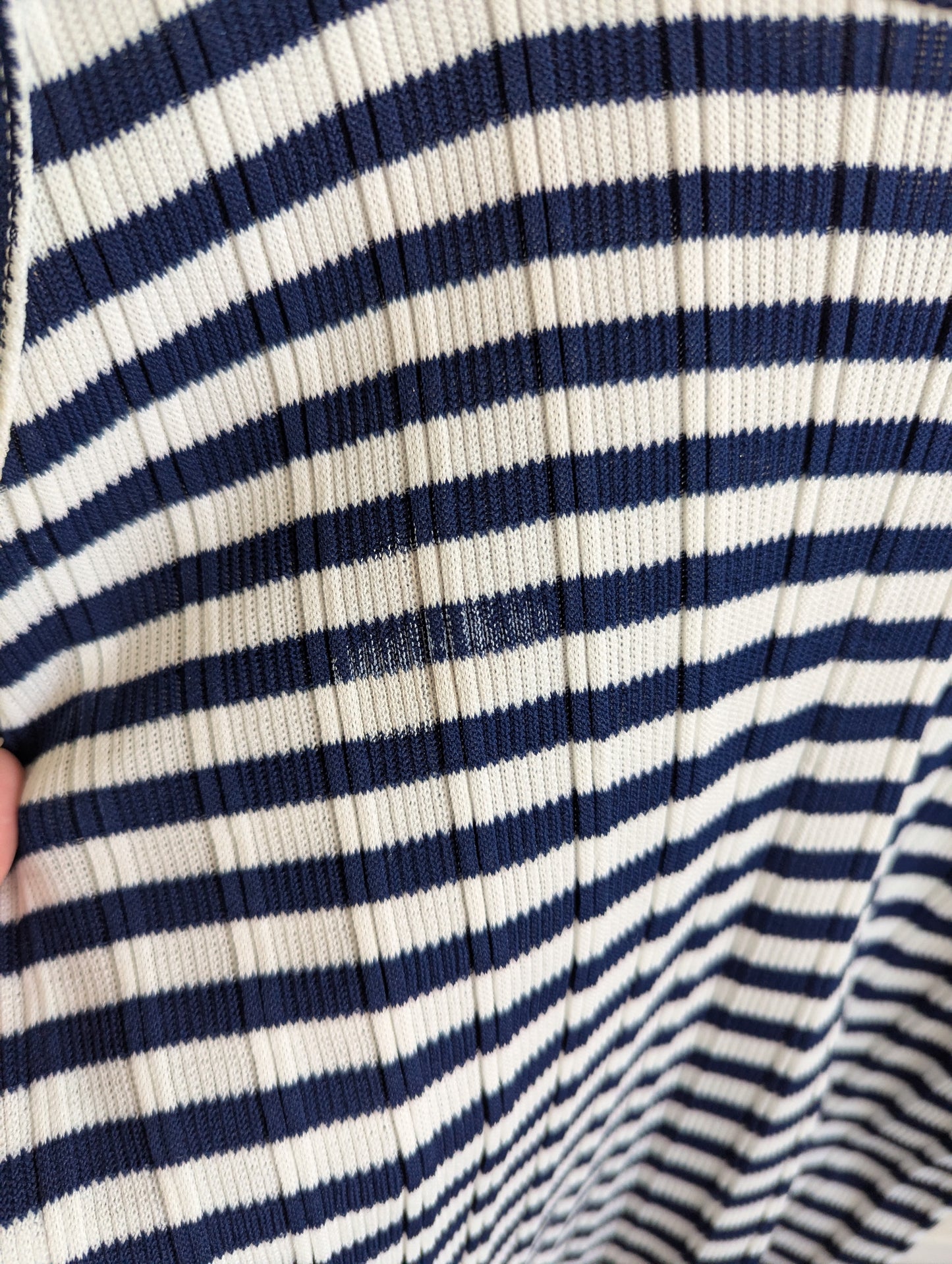 Vintage Ribbed Knit Navy Stripe Tank Top