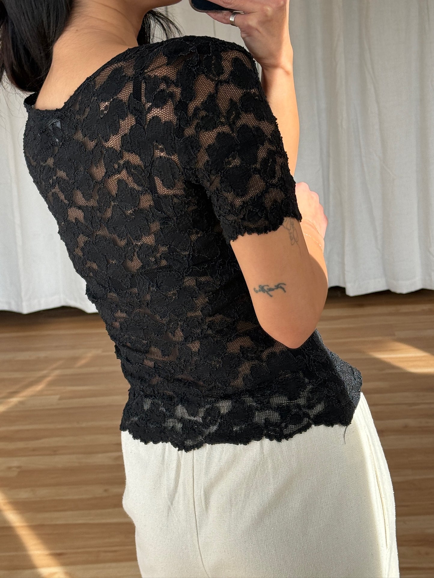Vintage Midnight Lace Blouse