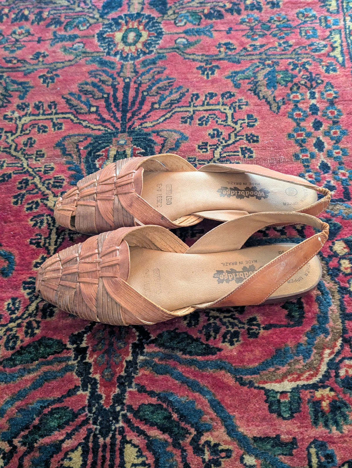 Vintage Woven Leather Slingback Flat Sandals