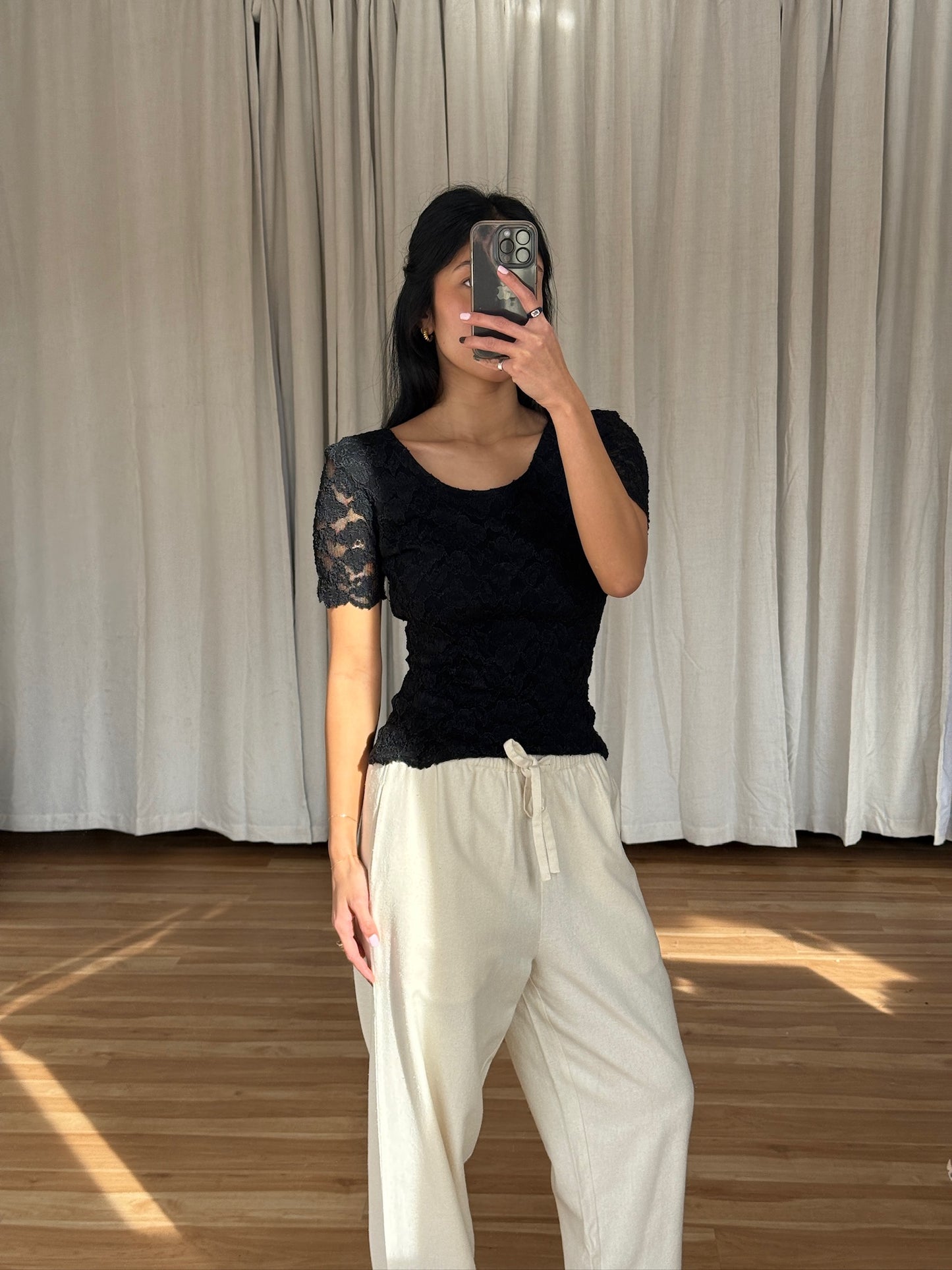 Vintage Midnight Lace Blouse