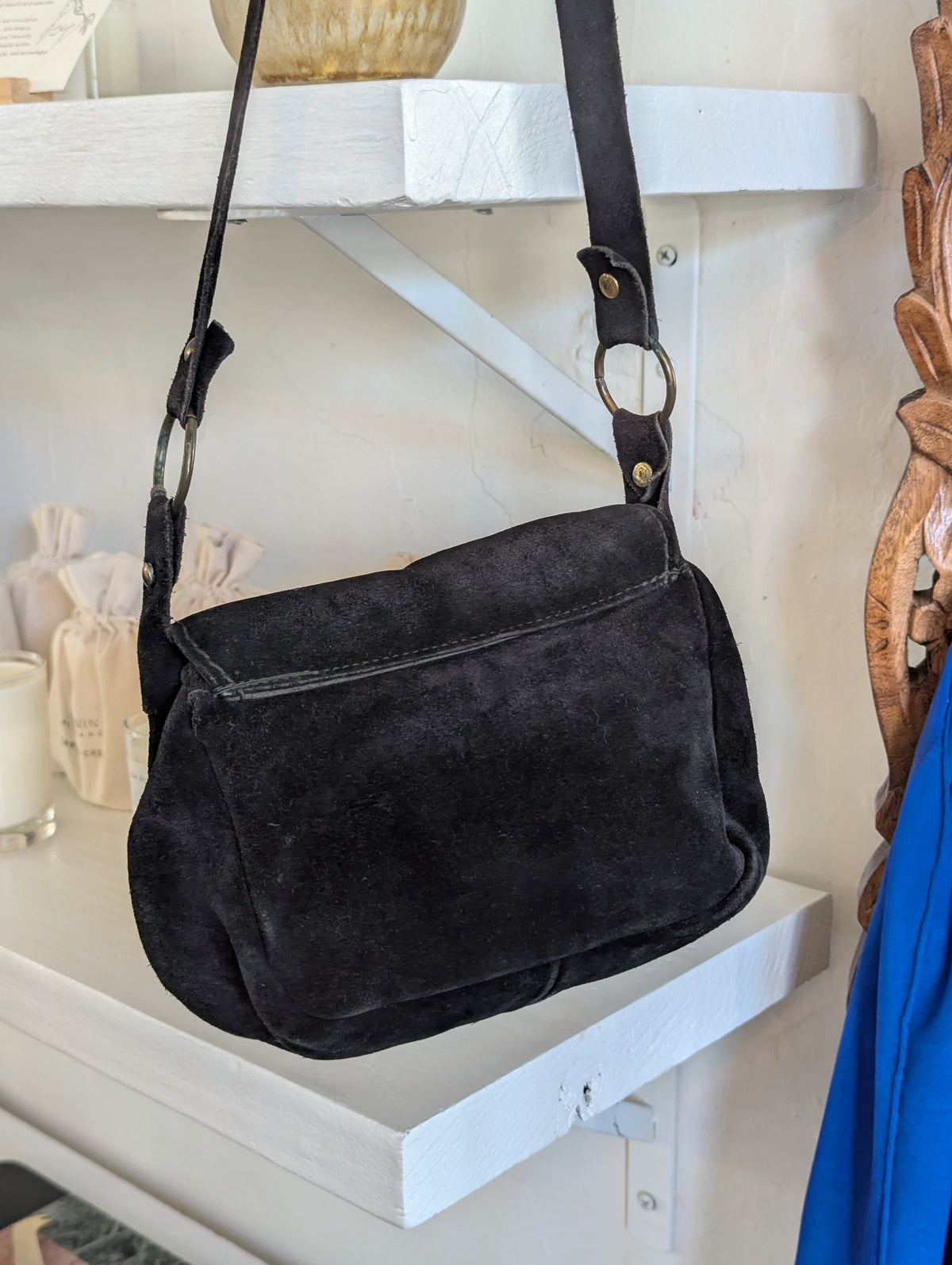 Vintage Sable Microsuede Shoulder Bag