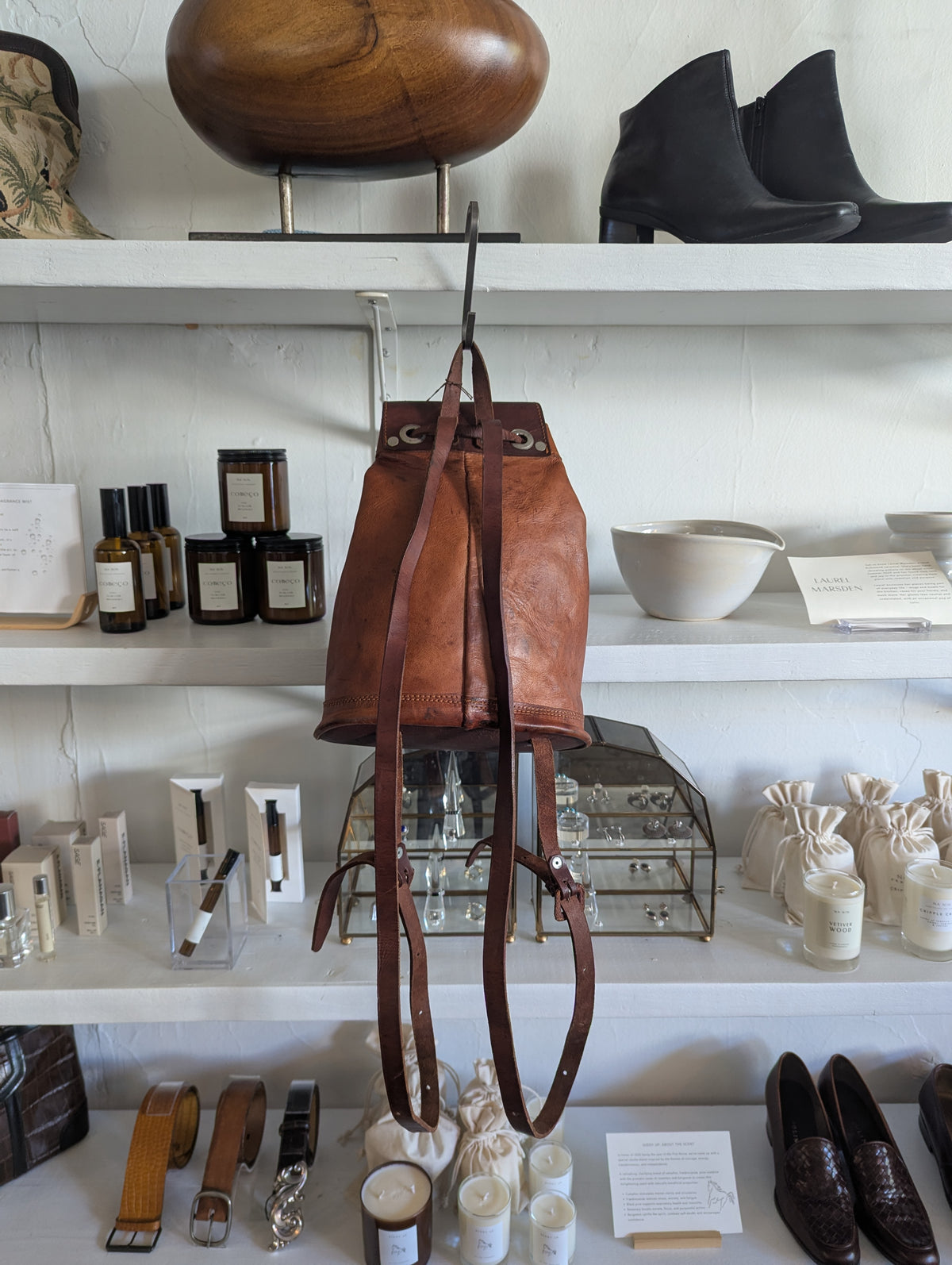 Vintage Two-Tone Brown Leather Backpack