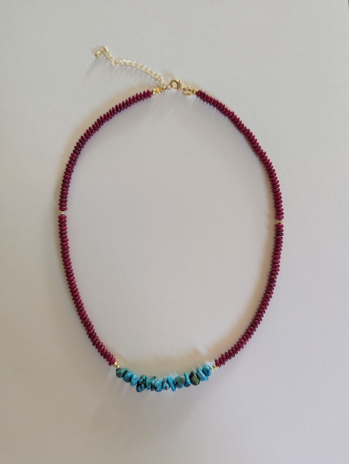 Red Quartz & Turquoise Necklace by Blue Begonia
