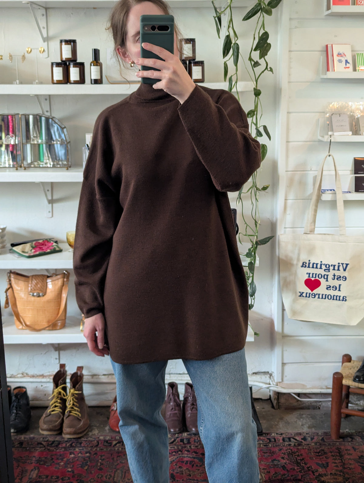 Vintage Cocoa Wool Turtleneck Tunic