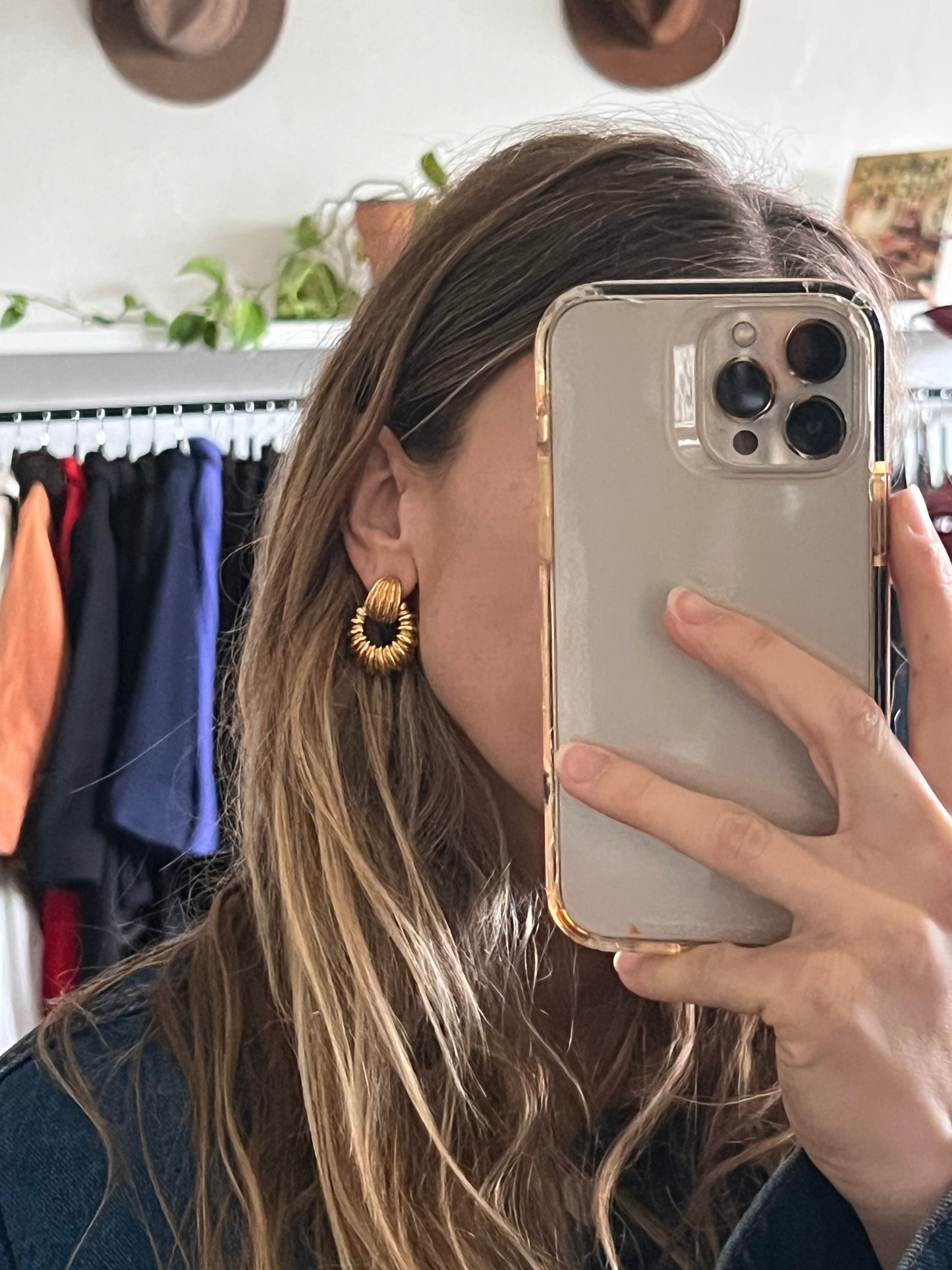Vintage Ribbed Door Knocker Earrings