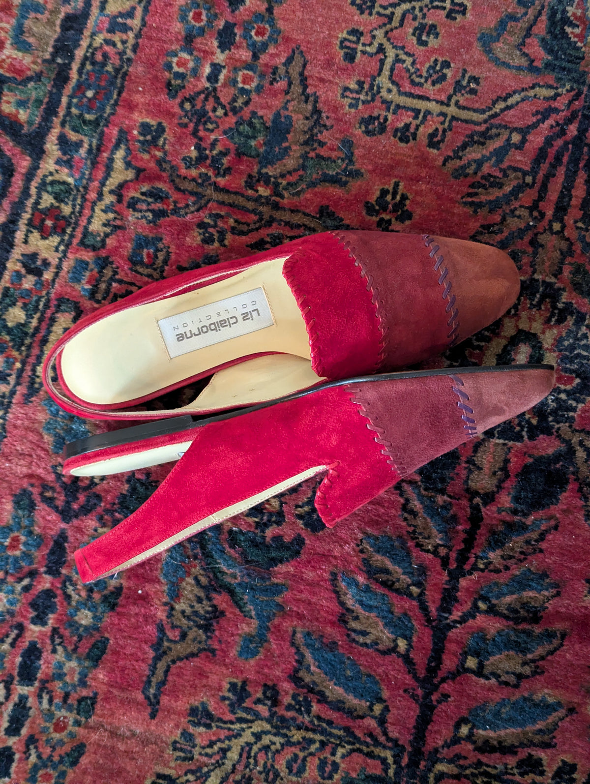 Vintage Wine Suede Slingback Flats
