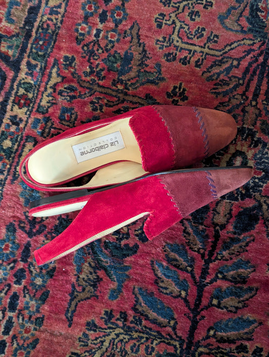 Vintage Wine Suede Slingback Flats