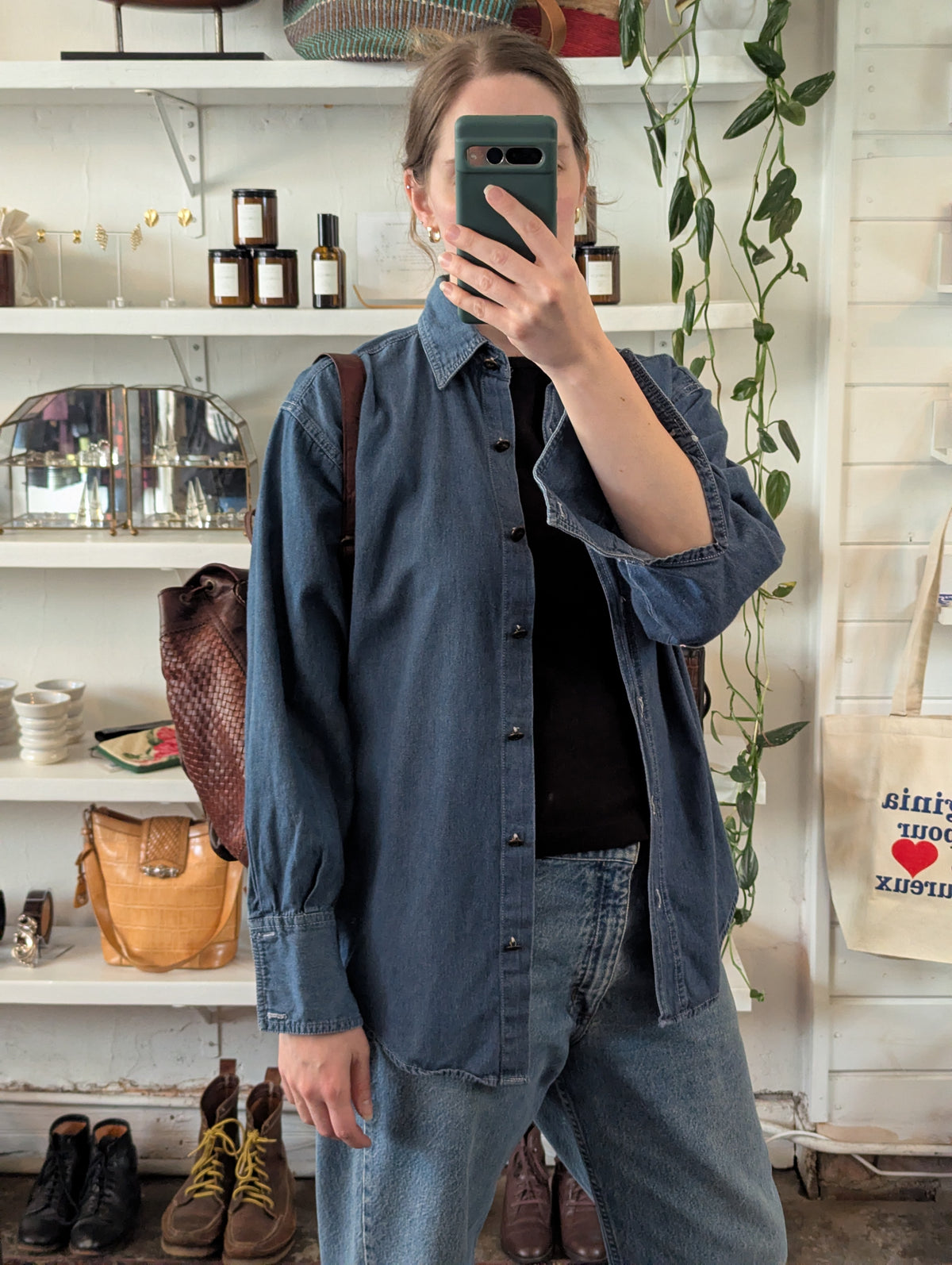 Vintage Women's Oversized Denim Shirt