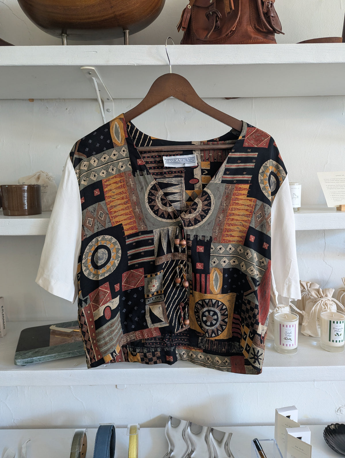Vintage Geometric Button Down Top