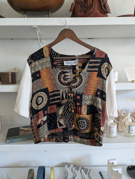 Vintage Geometric Button Down Top
