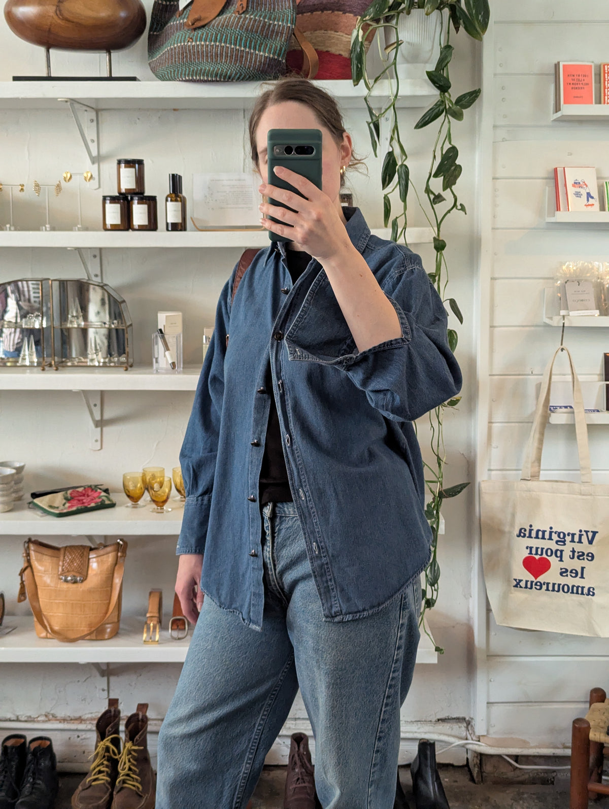 Vintage Women's Oversized Denim Shirt