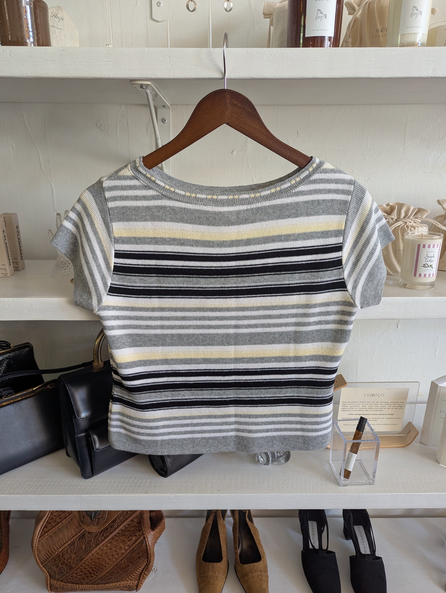 Vintage Striped Knit Crop Tee