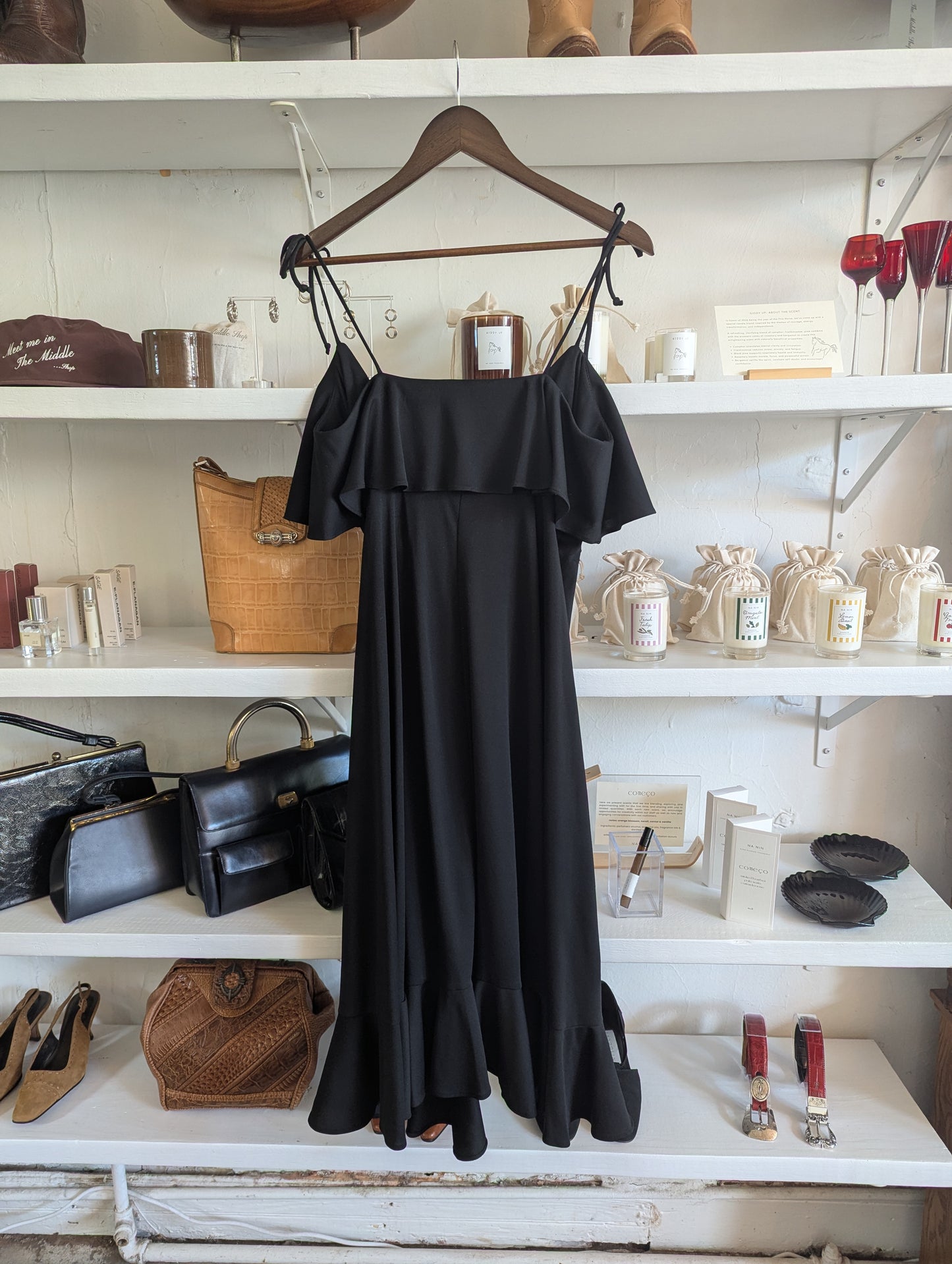 Beautiful Vintage Onyx Ruffled Wrap Dress