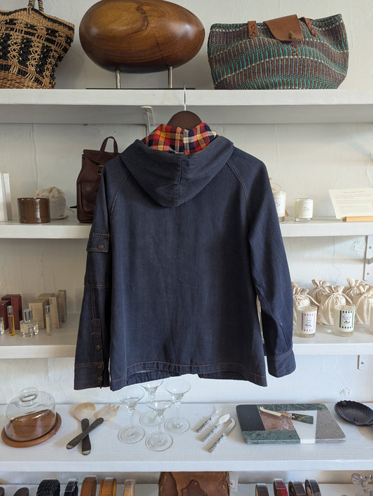Vintage Flannel-Accent Denim Jacket