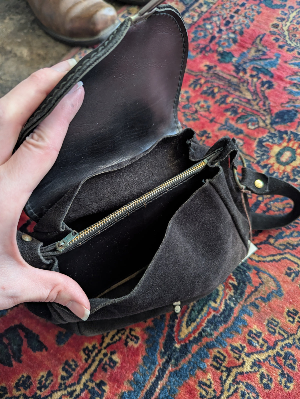 Vintage Sable Microsuede Shoulder Bag