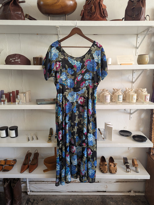 Vintage Sheer Watercolor Floral Dress