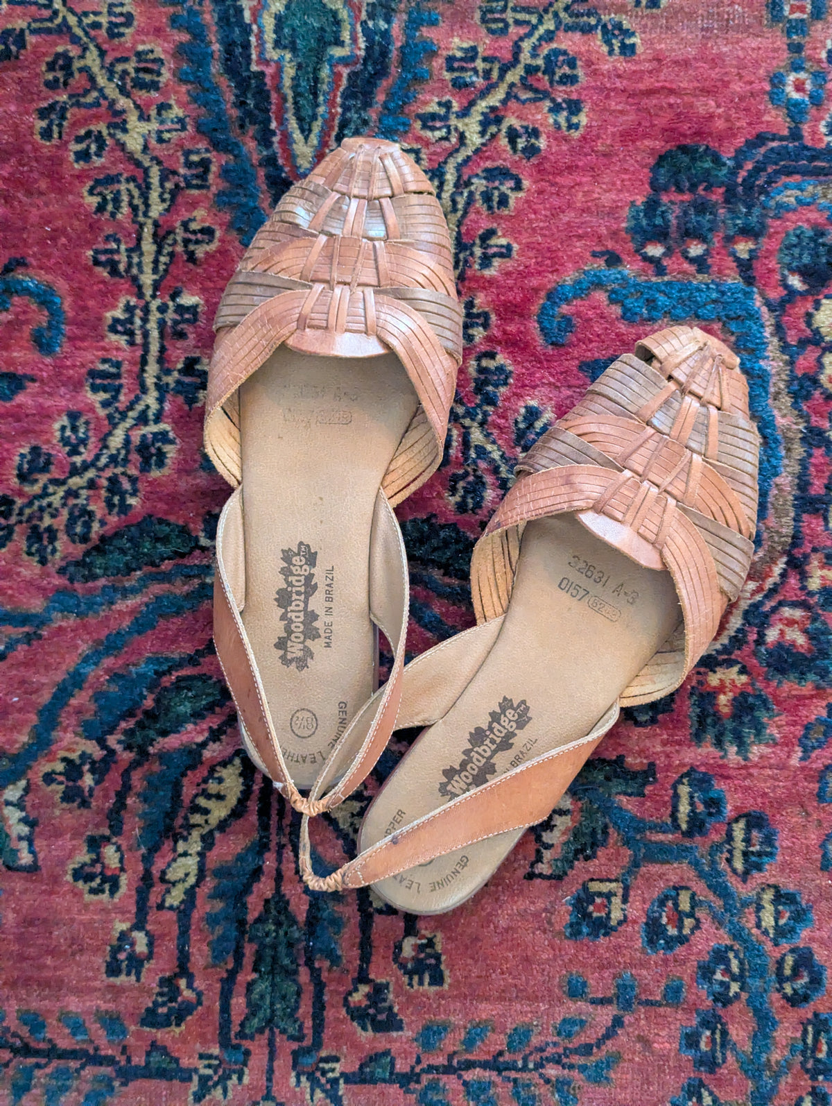 Vintage Woven Leather Slingback Flat Sandals