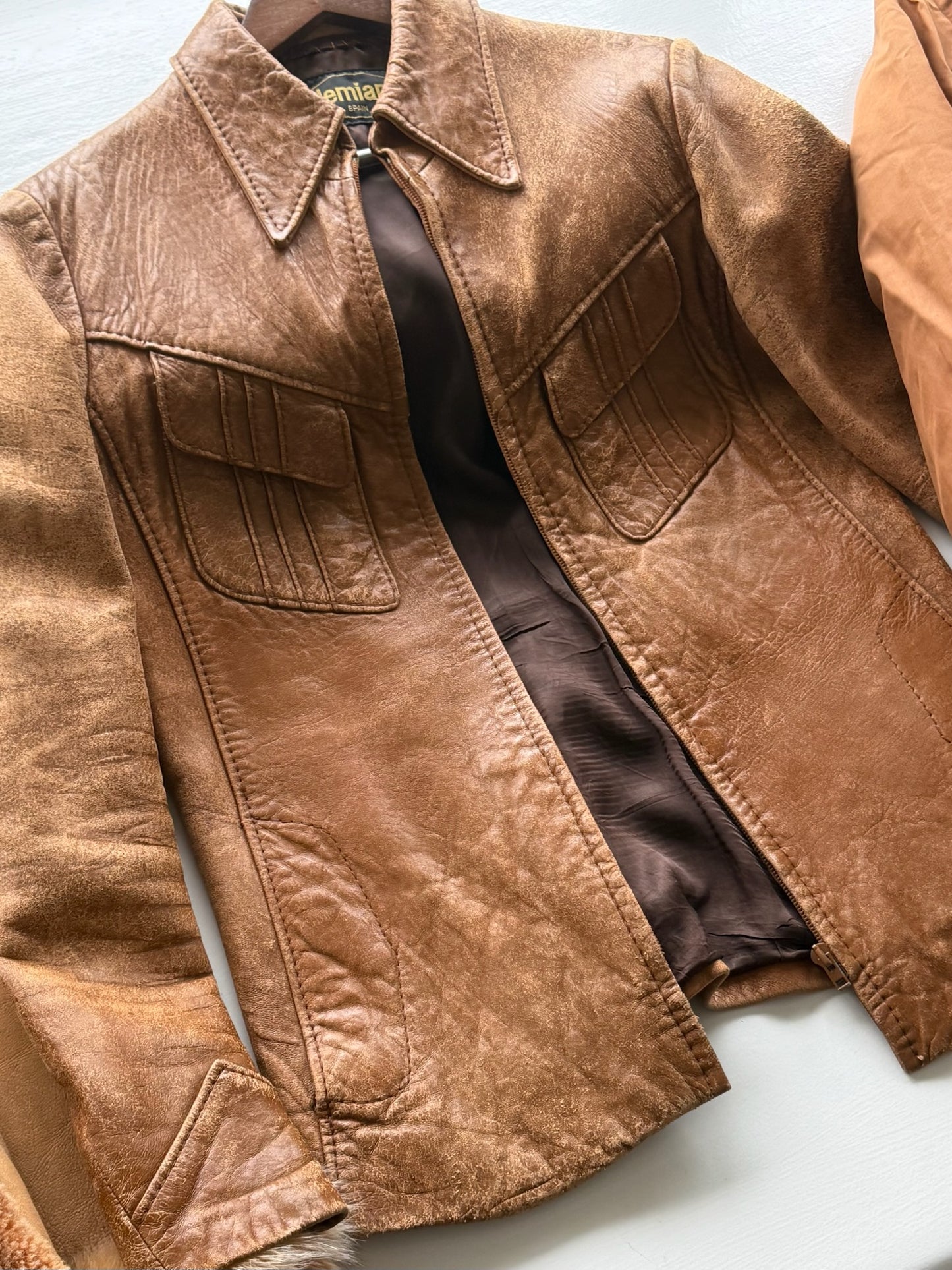 Vintage Camel - Toned Leather Jacket