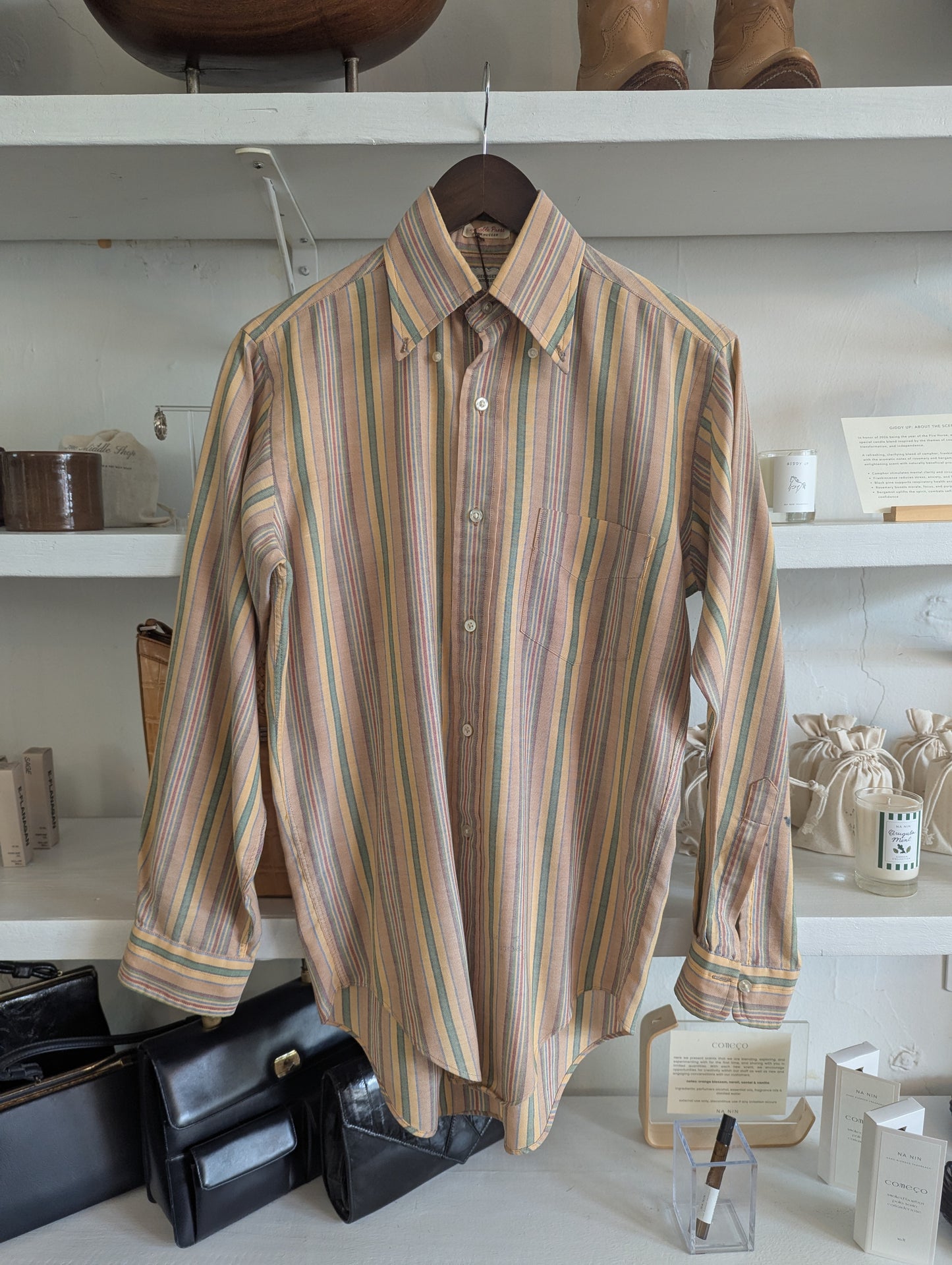 Vintage Sandstone Striped Cotton Shirt
