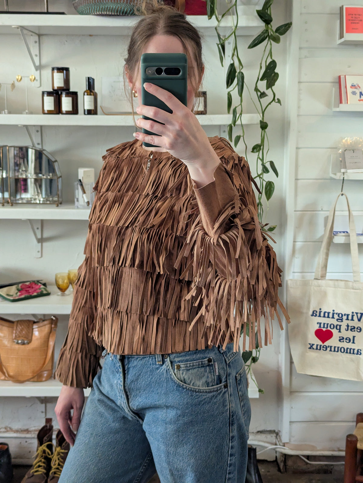 Vintage Fringe All Over Leather Jacket