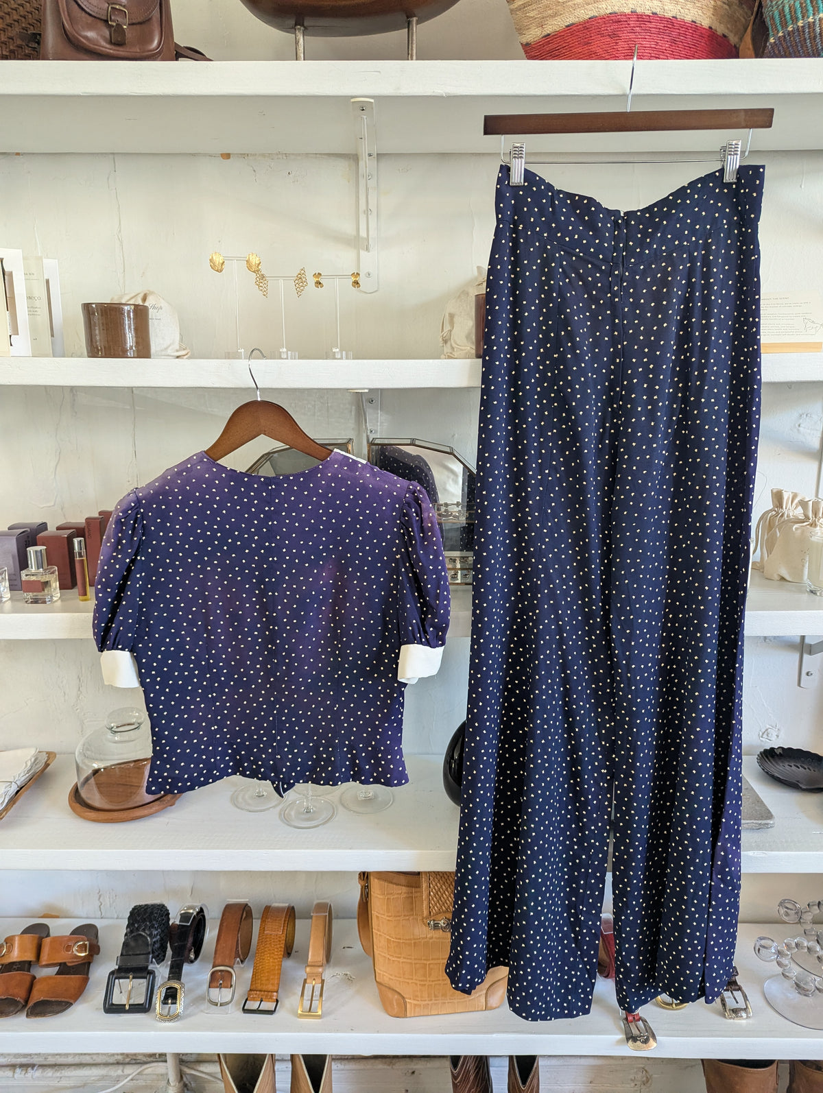 Vintage Navy Abstract Dot Matching Set
