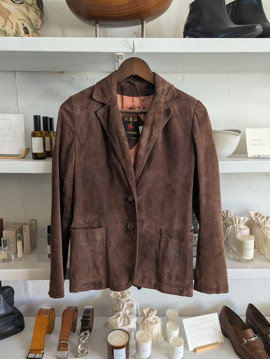 Vintage Cocoa Suede Blazer Jacket