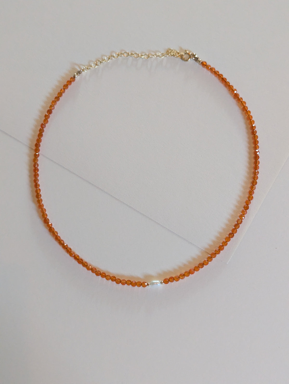 Carnelian and Pearl Choker Necklace by giantlion
