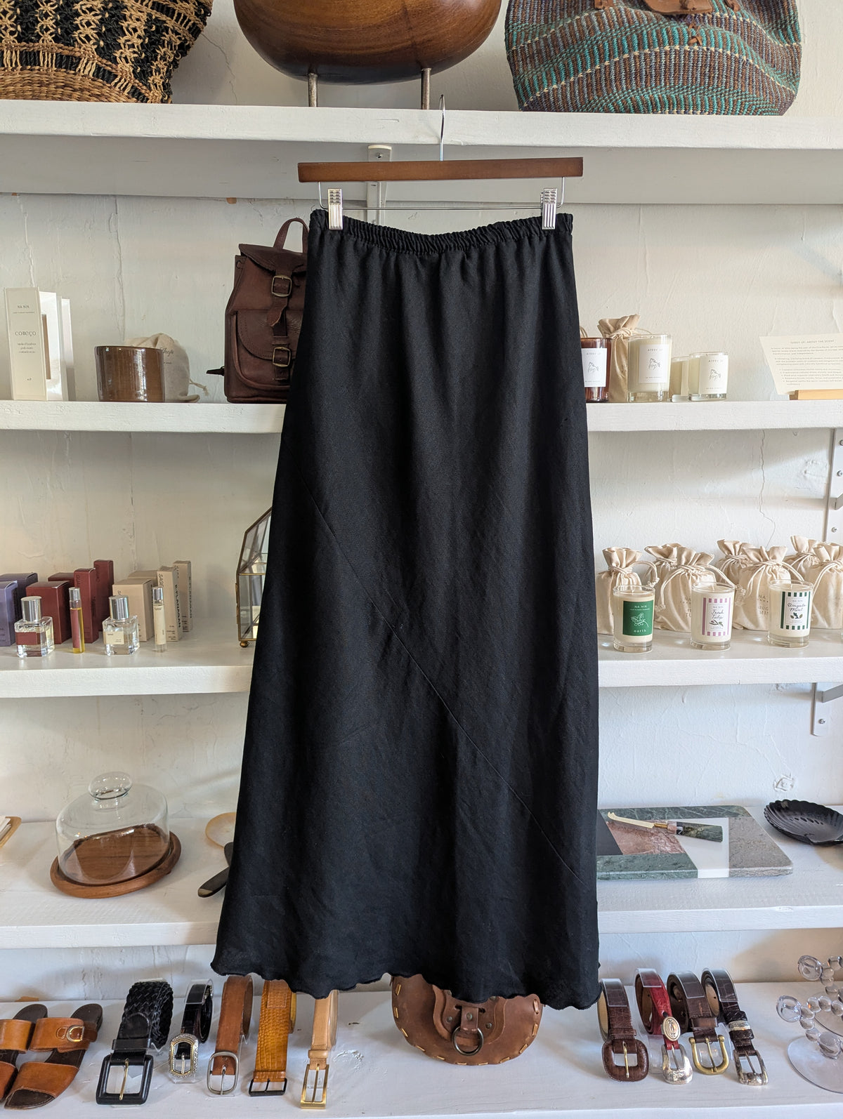 Vintage Linen Maxi Slip Skirt