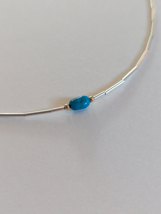 Silver and Turquoise Choker Necklace by giantlion