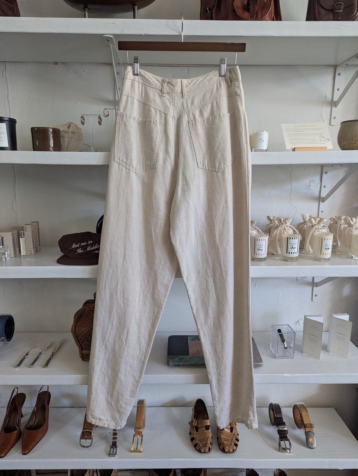 Vintage Bone Linen Cotton Trousers