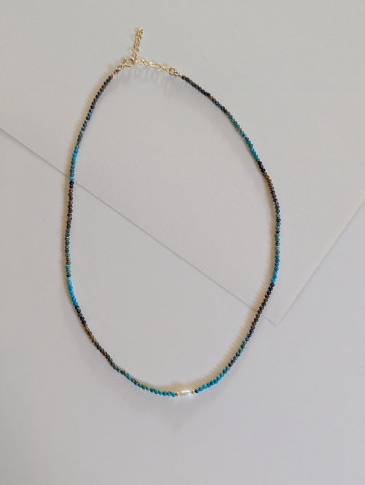 Turquoise and Pearl Necklace  by giantlion
